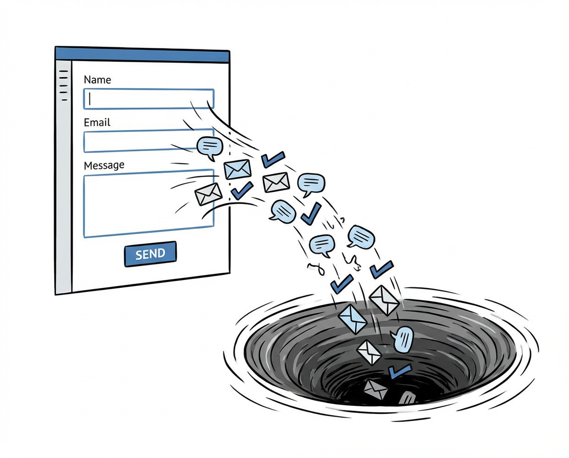 Contact forms disappearing into a black hole